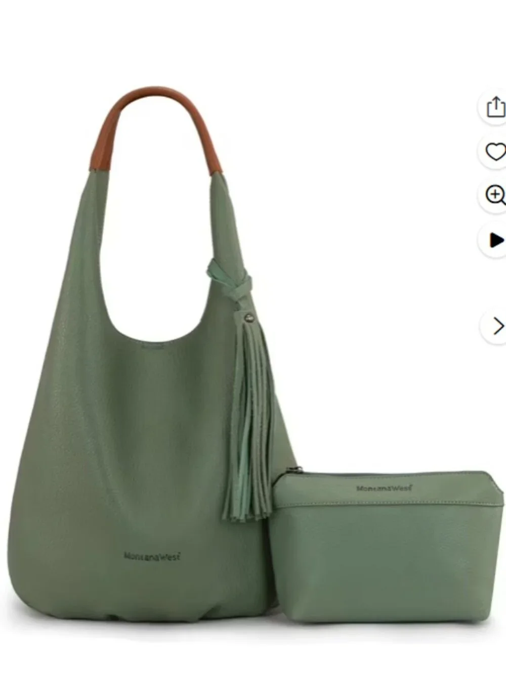 New NWOT Montana West Large Slouchy Hobo Bag with Pouch Sage Green